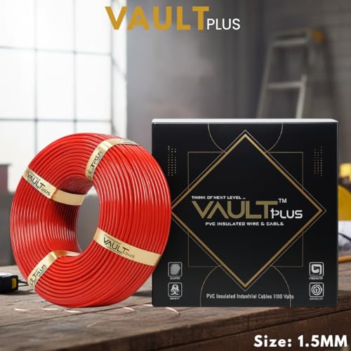 Image of VAULTPlus Red 1.5 Sq Mm CCA Copper Electrical Wire - 90 Meter | Flexible Cable for Home & Industrial Wiring