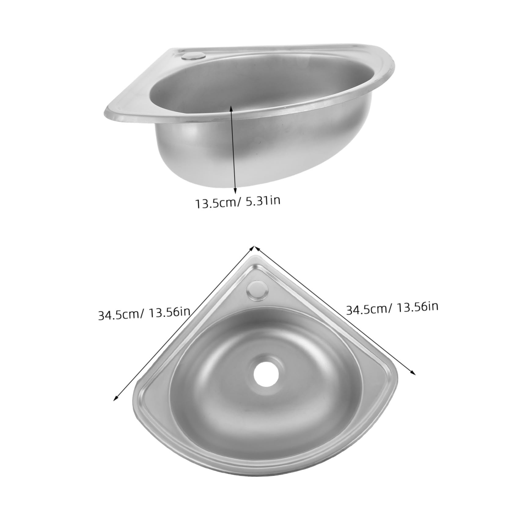 INOOMP Fregadero Portátil de Acero Inoxidable para Caravana Diseño Forma de Abanico para Optimizar Esquinas Lavabo Pequeño para Cocina y Lavado Motorhome Resistente y