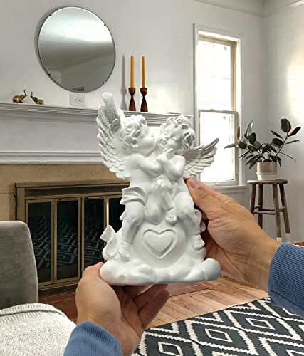FeinKnick Lovely Angels, Angel Pair Figure 10"/25cm Tall Made of Resin in White - Image 2