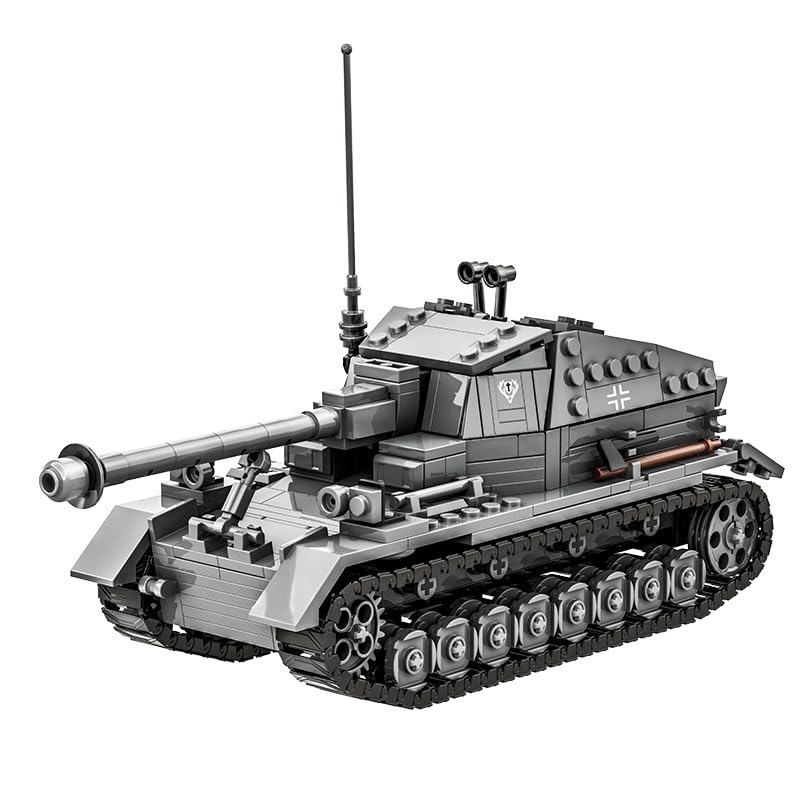 Technik Tank Bausteine für Dicker Max Jagdpanzer, 632 Klemmbausteine WW2 Armee Tank Modellbausatz