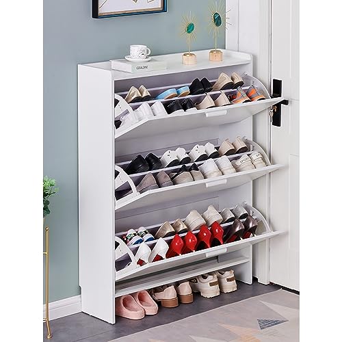 Meuble à chaussures haut buffet en rotin chic et placard mince au design slimline