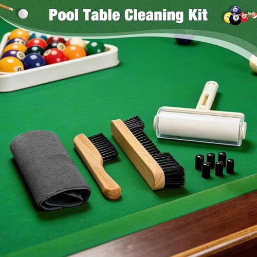Pool Table Brush Accessories 10 Set,Billiards Pool Table Brush Cleaning Kit with 2 Wooden Brushes, Pool Cue Stick Cleaning Cloth, Billiards Cue Head Protective Sheath, Sticky Lint Roller - Image 3