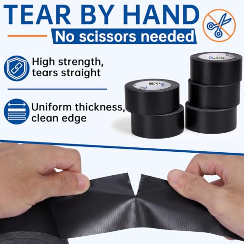 Image of Oleitodh Black Duct Tape Bulk, 2 Inches x 30 Yards, 22 Pack
