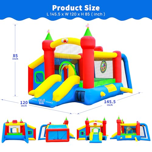 Inflatable Bounce House,Jumping Castle Slide with Blower,Kids Bouncer with Ball Pit - Image 4