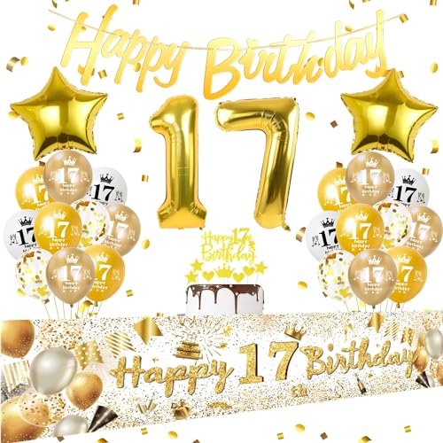 Dorados decoracion fiesta 17 cumpleaños,Globos 17 cumpleaños dorado,17 Años decoracion cumpleaños niño niña,Fondo banderola 17 cumpleaños,Decoracion 17 años cumpleaños oro,Globos 17 años niño niña