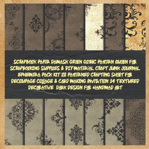 scrapbook paper damask brown gothic pattern queen for scrapbooking supplies & DIY material craft junk journal ephemera pack kit 28 patterned crafting ... decorative dark design for handmad art image 2