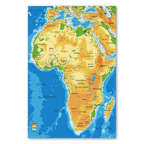 Preisvergleich Produktbild Postereck - 1043 - Afrika Karte, Länder Hauptstädte in Englisch - Unterricht Klassenzimmer Schule Wandposter Fotoposter Bilder Wandbild Wandbilder - Poster - 3:2-30,0 cm x 20,0 cm
