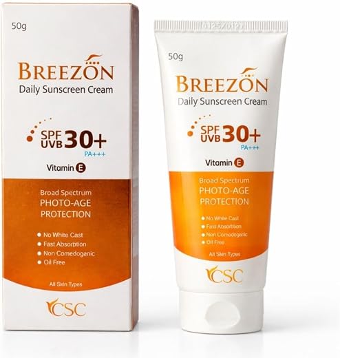 SKEENWOW BREEZON Daily Sunscreen Cream SPF 50 PA+++ 50 GM – Broad-Spectrum UVA &amp; UVB Protection | Lightweight, Non-Greasy ...