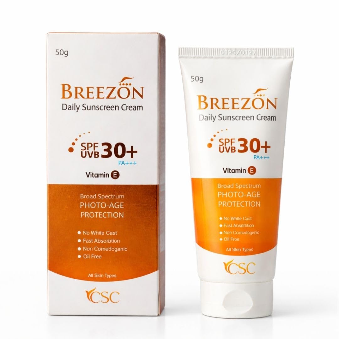 SKEENWOW BREEZON Daily Sunscreen Cream SPF 50 PA+++ 50 GM – Broad-Spectrum UVA & UVB Protection | Lightweight, Non-Greasy ...