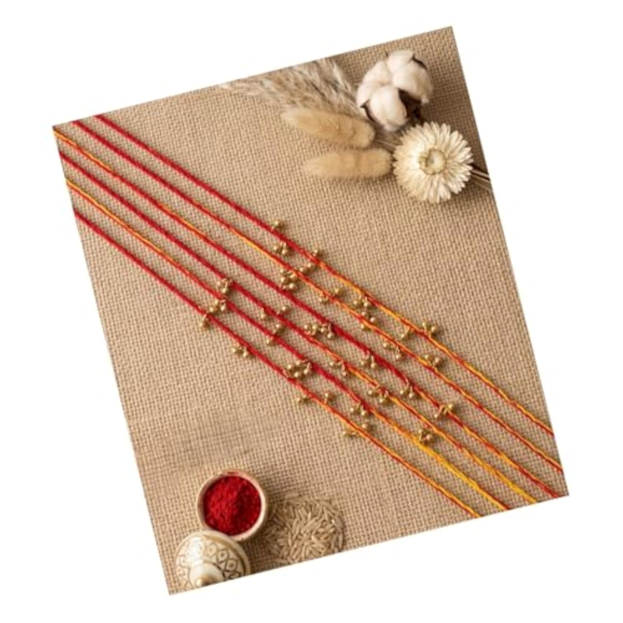 Set of 12 Moli Thread Rakhis with Golden Ghungroo