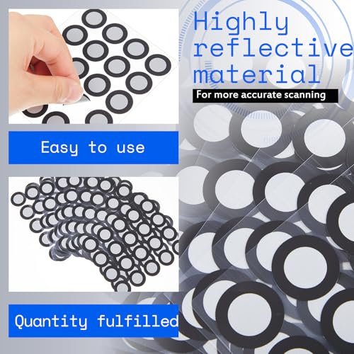 Image of Marspark 10 Sheet 200 Point 12mm 3D Scanning Markers Dots for 3D Scanner High Accuracy Reflective Reference Adhesive Tracking & Positioning Dots Sticker Diffuse Marker for Industrial Optical Scanning