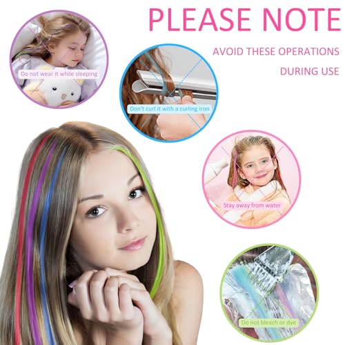 KEYRI 36 Stück Farbige Haarverlängerung Bunte Clips Haarschmuck Mädchen Kinder Haarsträhnen zum Einklipsen für Party Festival Deko Geschenke