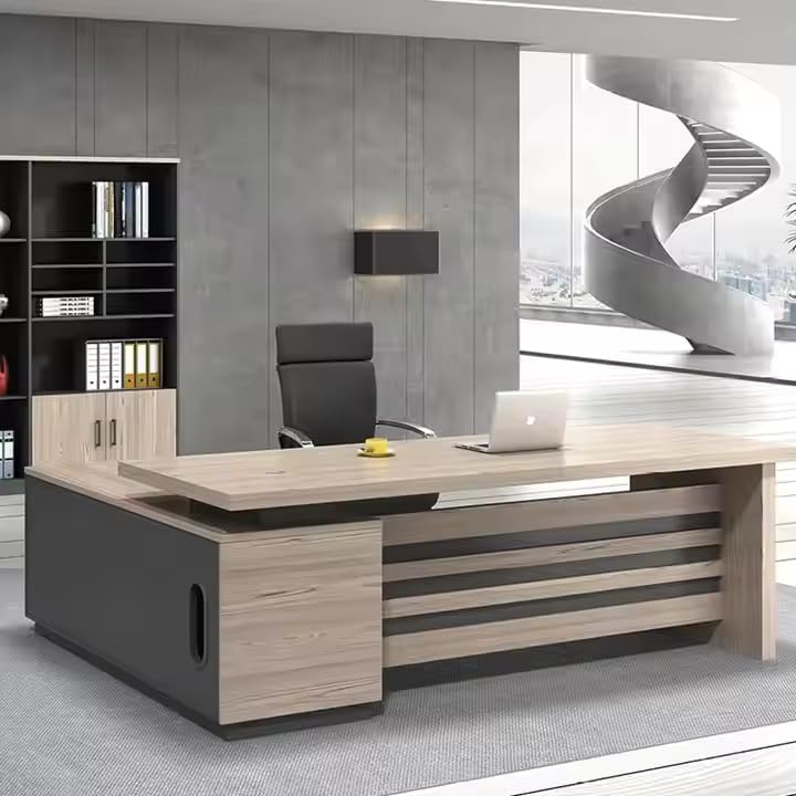 Image of Lakdi The Furniture CEO Co Director and Executive L Shape Office Table | Table with Storage and Drawer | Office Table for Work | Office Working Desk | 5-Year Warranty & Free Assembly (LDL-567)
