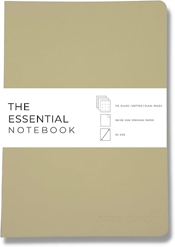 Miniatura 10 de PAPER GENIUS Essential - Cuaderno para el trabajo, tamaño A5 con combinación de páginas en blanco y rayadas, 3.53 ozm, diario de escritura con papel