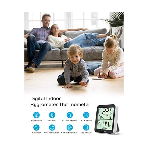 Govee Hygrometer Thermometer H5075, Bluetooth Indoor Room Temperature Monitor Greenhouse
