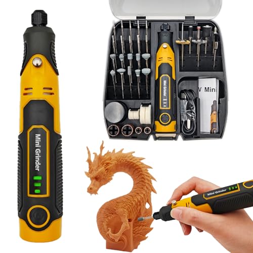XIFOWE Resin Drill 3D Printed Resin Cured Sanding and Polishing Tool Kit Mini Tepy-C Cordless Electric Rotary Sander with 58 Attachments for Drilling Sanding and Polishing 3D Printed Resin Models