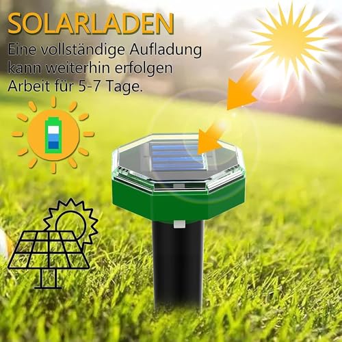 Solar Maulwurfschreck,Ultrasonic Maulwurfabwehr 8 stück ,IP65 wasserdichter Maulwurf Vertreiber für den Außenbereich zur Abwehr von Maulwürfen und Erdhörnchen in Rasenflächen und Gärten – Bild 4