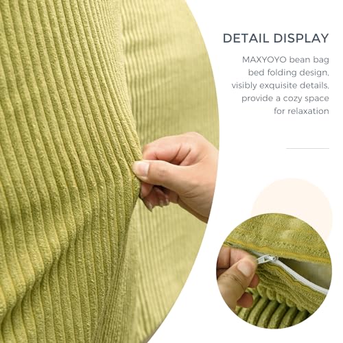 Image of MAXYOYO Folding Sofa Bed, Extra Thick and Long Floor Sofa Convertible Chair with Washable Cover, Floor Couch Lounge Bean Bag Bed for Living Room, Green, 54x91 Inch