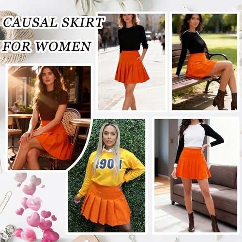 Image of Girstunm Women's Pleated Skirt Mini Skater Basic Skirts High Waist School Girls Uniform Short Cheerleader Skirt