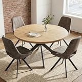 Bureau épais et durable : dispose d'un plateau en bois de chêne de 4 cm d'épaisseur avec un diamètre de 115 cm, offrant une surface robuste et durable.