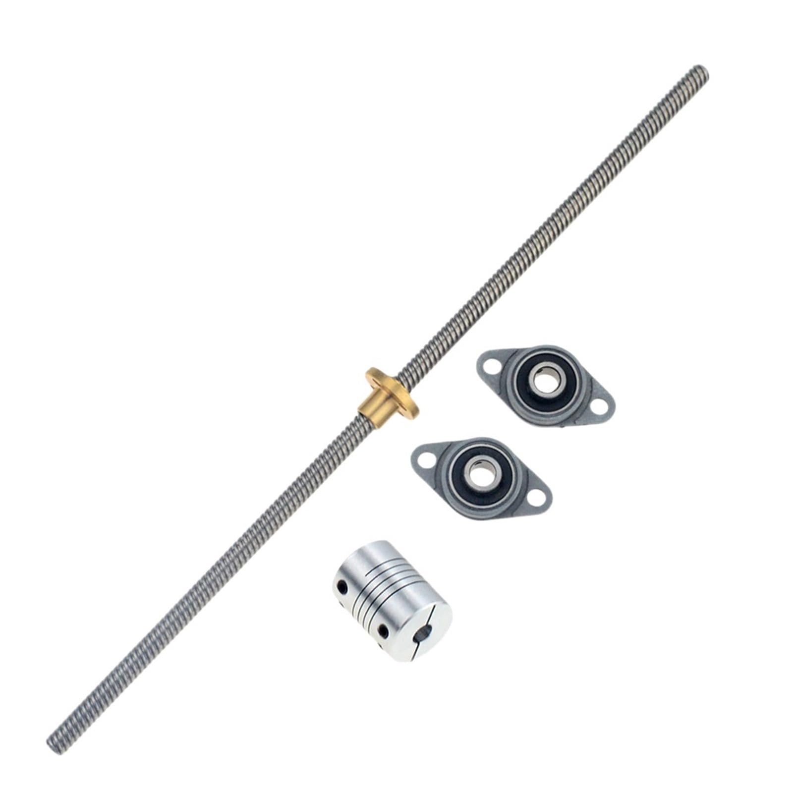 T8 Memimpin 2Mm/8Mm 100-1200Mm Nakrętka Memimpin Sekrup + Obudowa nakrętki KFL08 Zestaw Memimpin Sekrup Dengan D19L25 5 * 8Mm sprzęgło do drukarki 3D Bagian,Wkręty precyzyjne(Pitch 2mm Lead