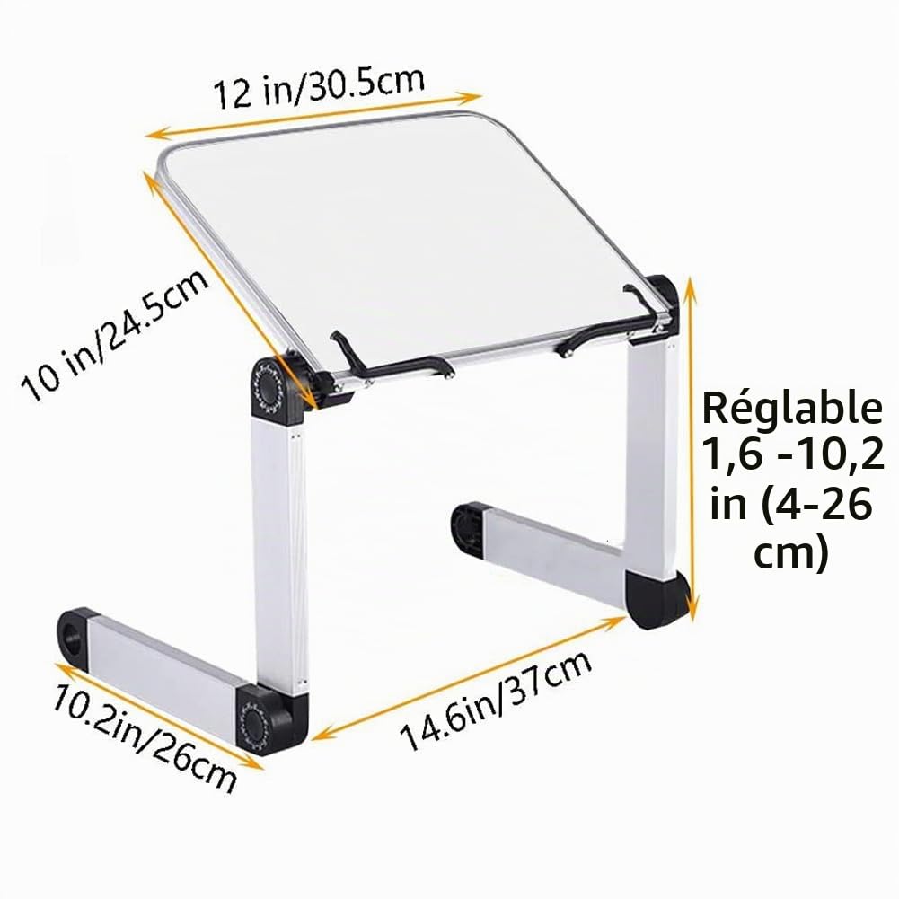 Pupitre pour Livre -Hauteur et angle réglables lutrin livre, support de lecture avec bras en aluminium et clips de reliure, porte livre cuisine pour Big Heavy HardCover et ordinateur portable