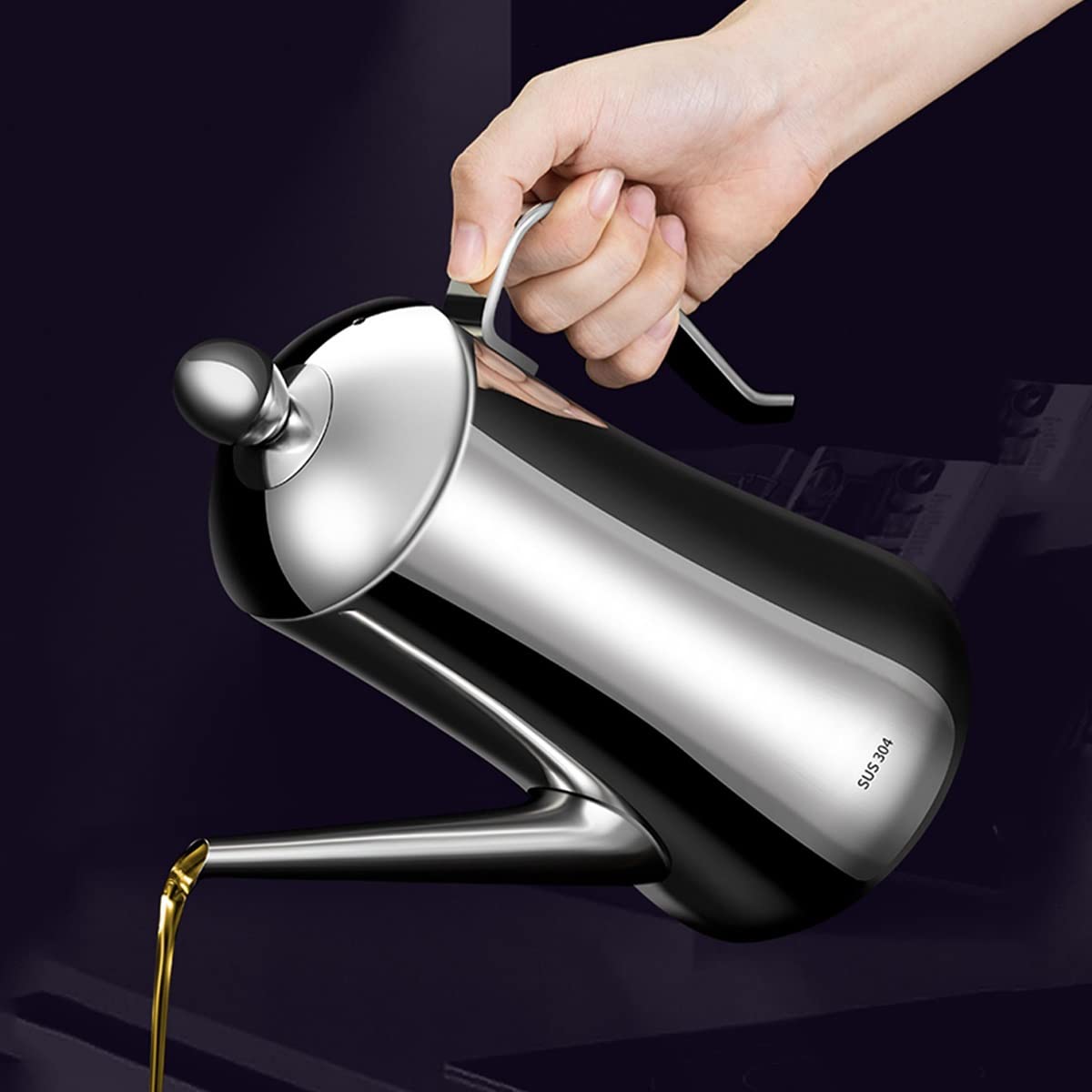 Dispenser per olio, facile da riempire, per aceto, salsa di soia, condimenti, senza BPA, accessorio da cucina facile da pulire, ideale per cucinare e servire