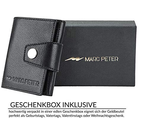 Marc Peter Wallet NewGen Leather Slim Wallet met muntvak, portemonnee met RFID-bescherming, 6 kaarten, 1 ID-venster, mini-portemonnee voor heren en dames, zwart, One-size, - Image 5