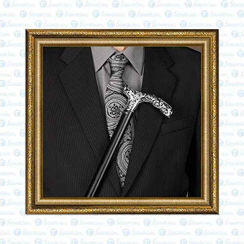 Miniatura 6 de Cromado Scroll Fritz bastón para caminar con eje de madera de haya negra