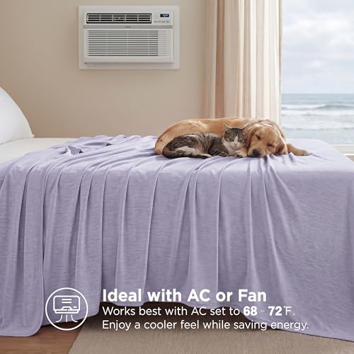 Image of Bedsure Lavender Cooling Blanket King Size for Hot Sleepers - Summer Cold Blanket for King Size Bed with Rayon Derived from Bamboo, Ice Cool Cold Arc-Chill Thin Summer Bedding Essentials, 108x90