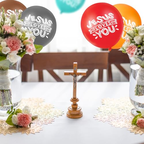 Image of Gejoy Jesus Loves You Balloon 12 Inch Latex Christian Religious Jesus Balloon Party Decor for He Is Risen Party Decor Favor Cross Church Event Birthday Sunday Supplies(Modern Colors,60 Pcs)