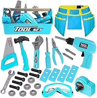 LOYO Kids Tool Set - 30Pcs Pretend Play Tool Toys with Kids Tool Belt, Electric Toy Drill, Construction Tool Box Kit for Toddlers Boys