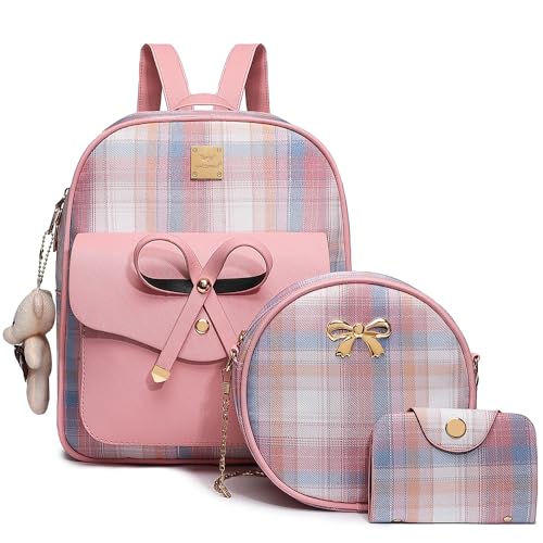 Image of MACCINELO Cute Leather Mini Backpack Purse for Women Bowknot Small Backpack for Girls gift Rucksack Ladies Shoulder Bag 3pcs