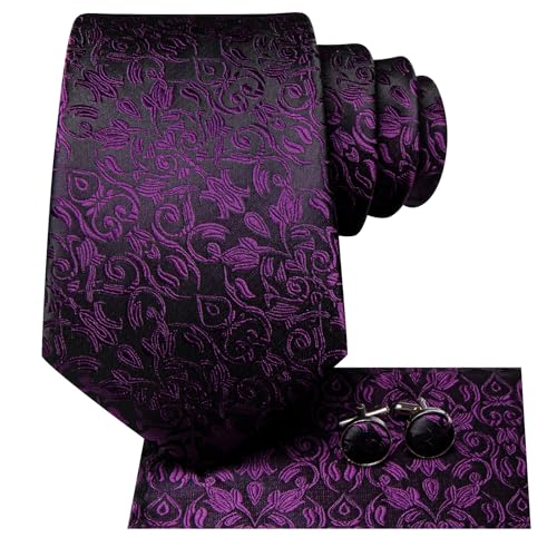 Image of Hi-Tie Mens 70inches Tie Set Extra Long Necktie for Men Cufflinks Handkerchief Big Tall Men Business Wedding