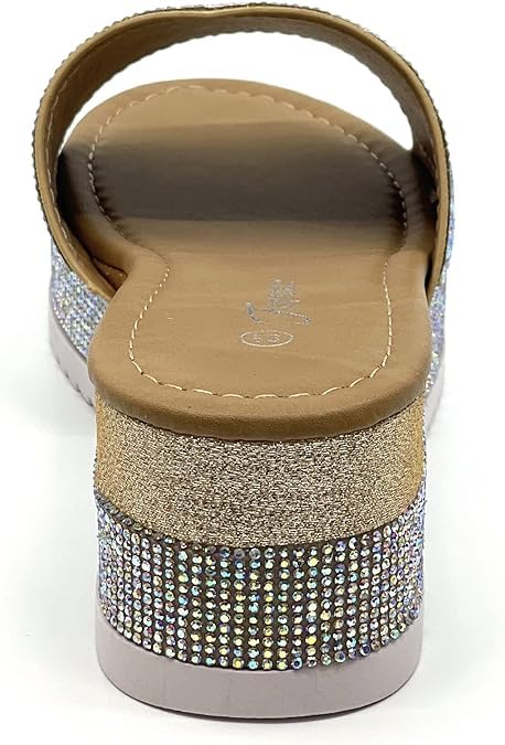 Forever Link Women Rhinestone Slip On Platform Sandals3