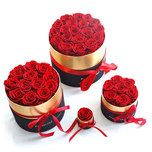 Duftende Rosenbox Ewige Rose Als Geschenk Für Frauen, Zimmer Deko Wohnzimmer Blumen, Haltbare Rose, Infinity Flowerbox Mit Konservierte Rose,Rot,XS
