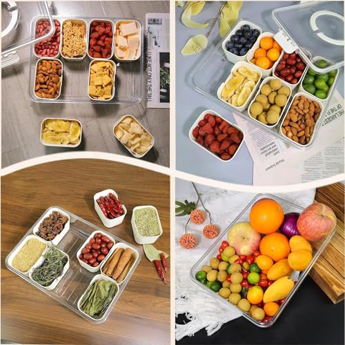 Plateau de collation portable avec couvercle et compartiments pour apéritif