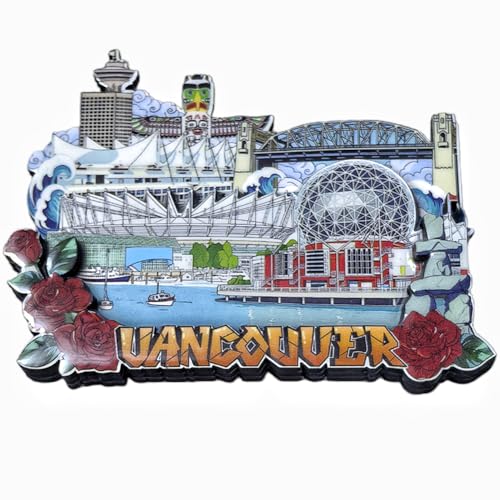 Imán de nevera decorativo de madera Vancouver Canadá miniatura 3
