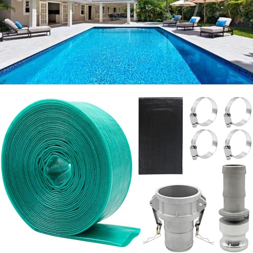 Bashik Backwash 2inch 100ft Hose for Swimming Pool with 4 pcs Hose Clamp heavy duty durable Aging resistance(with camlock fitting 2.0