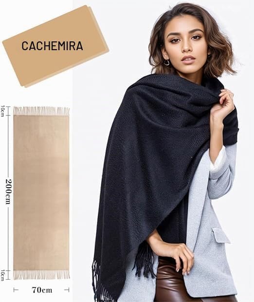 Bufanda de Cachemira Femenina 80'' x 27'' Bufanda de Regalo Femenina Pashmina Chal Suave y Cálida en Invierno Envuelta