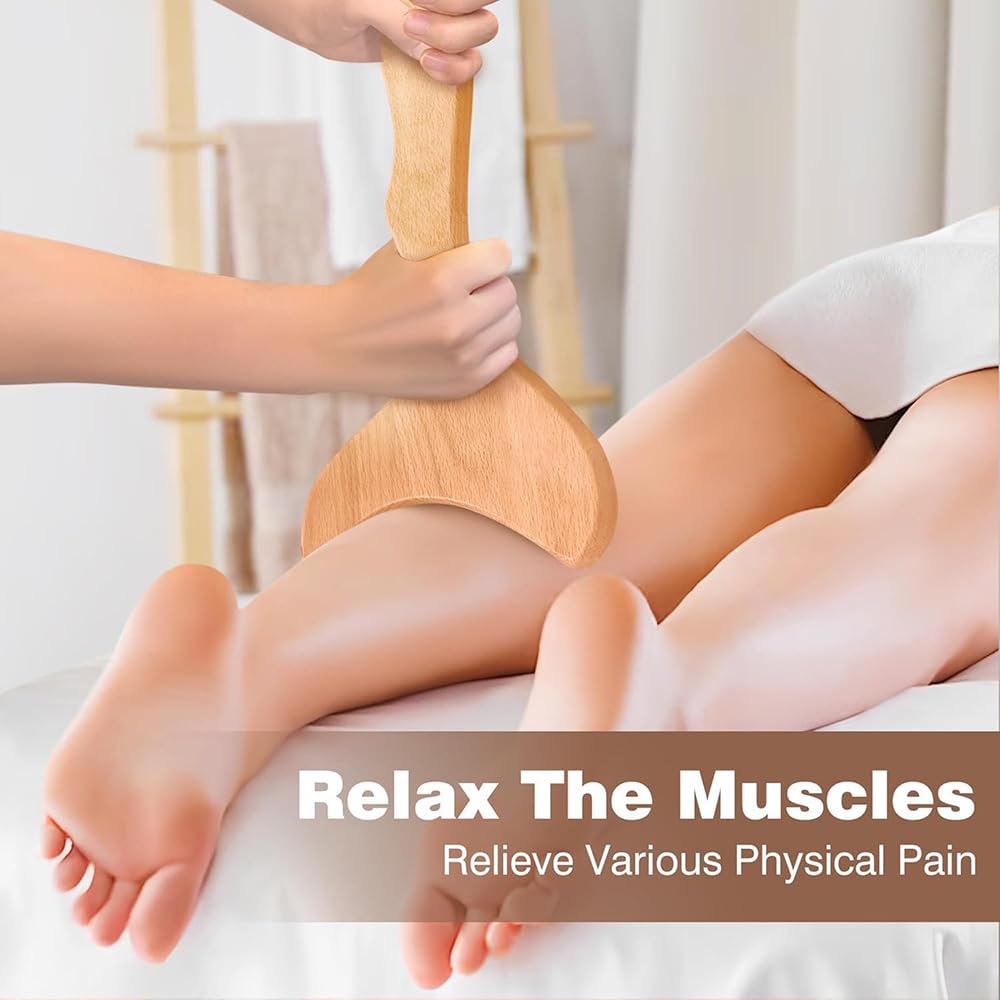 Set massaggiatore in legno, 8 in 1, per modellare il corpo, drenaggio linfatico, anti-cellulite, rullo per massaggio Gua Sha per tutto il corpo