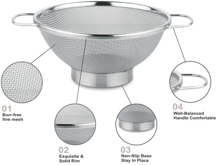 Prabha Stainless Steel Wire Mesh Filter Colander, Multipurpose Basket, Fruits & Vegetable Basket, Size 20cm, Silver, 25 x 20 x 10cm - Image 4 thumbnail