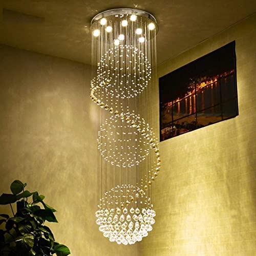 Chandelier pour escalier en spirale et grand salon en duplex avec lumière blanche