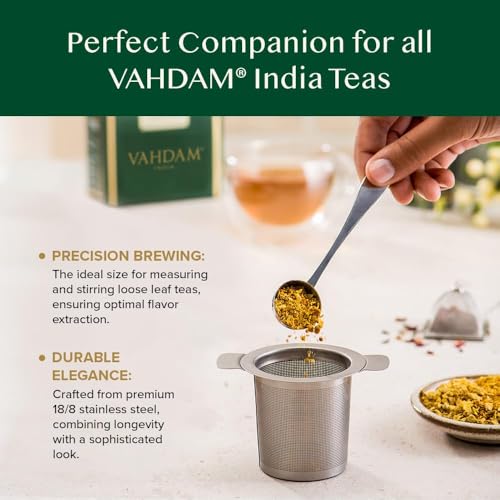 Image of VAHDAM, Classic Tea Infuser | Tea Infusers for Loose Tea | 18 /8 Stainless Steel Loose Tea Steeper | Best Tea Strainers for Loose Tea | Tea Diffuser | Loose Leaf Tea Infuser | Gift for Him /Her