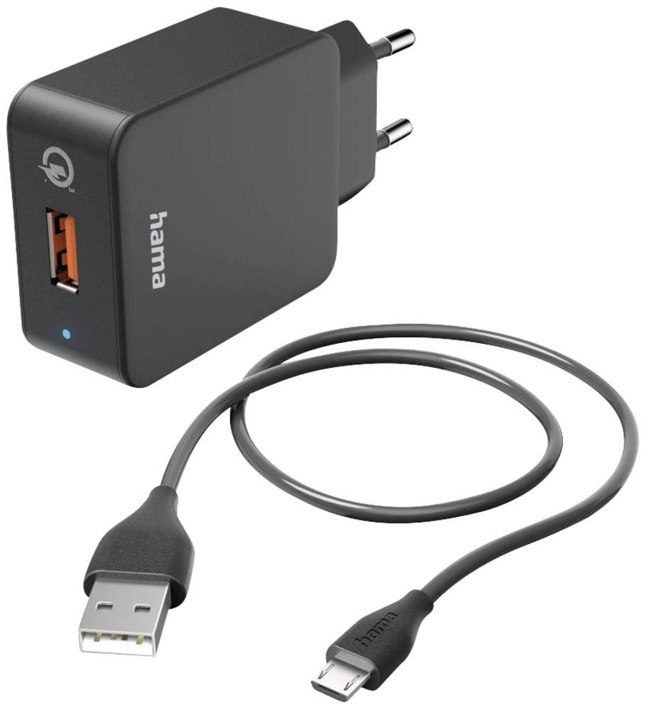 Chargeur USB rapide Hama 19.5W avec câble micro-USB inclus pour iPhone et Samsung