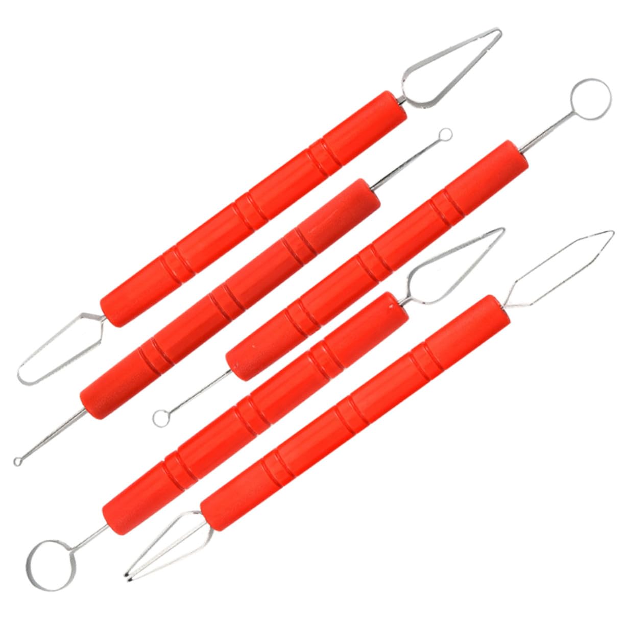 Angoily Set 5 Pezzi Strumenti per Intagliare Argilla in Acciaio Inossidabile e ABS, Utensili per Modellare e Scolpire Argilla in Progetti Creativi e Artigianali