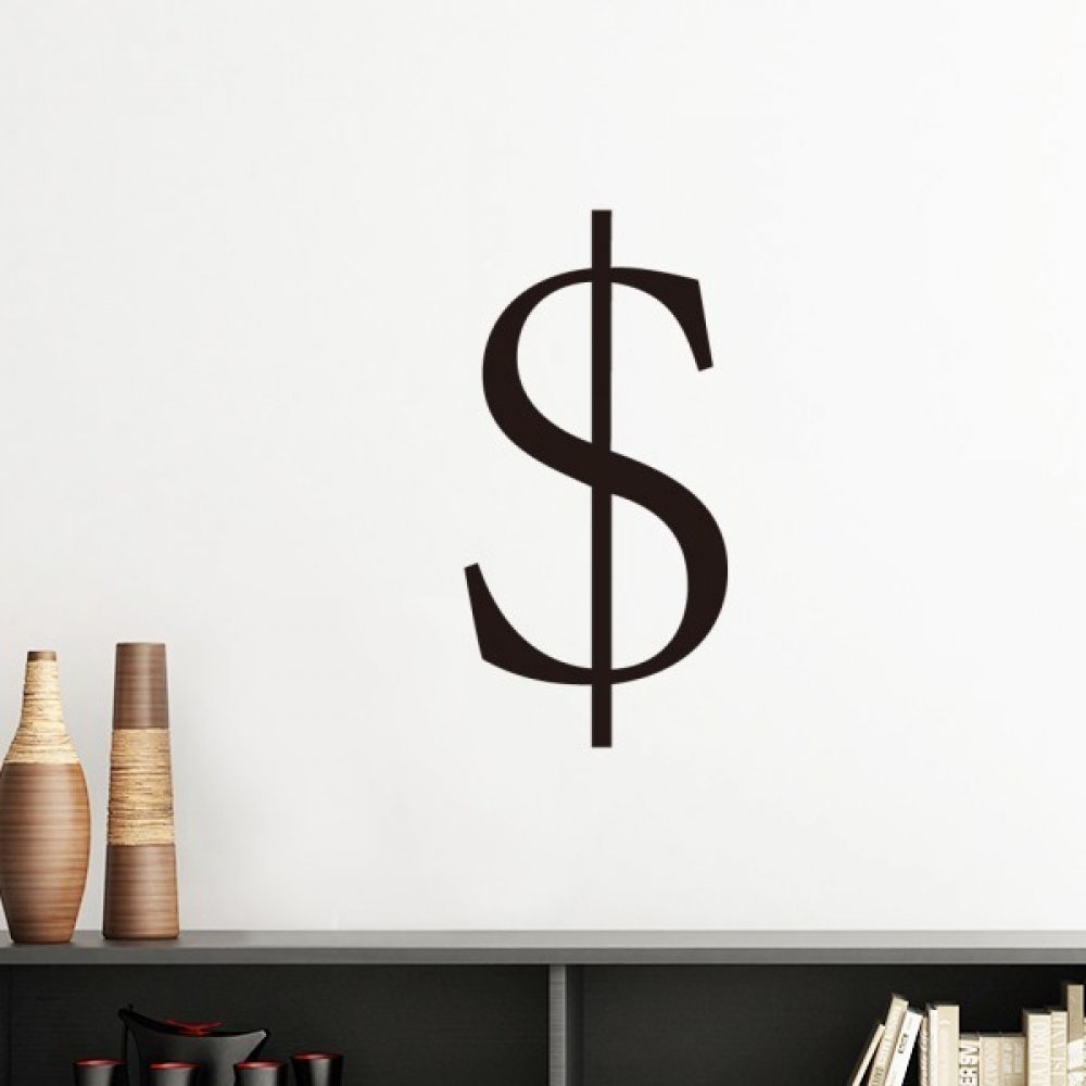 Sticker mural dollar américain noir 30cm art mural amovible pour papier peint chambre
