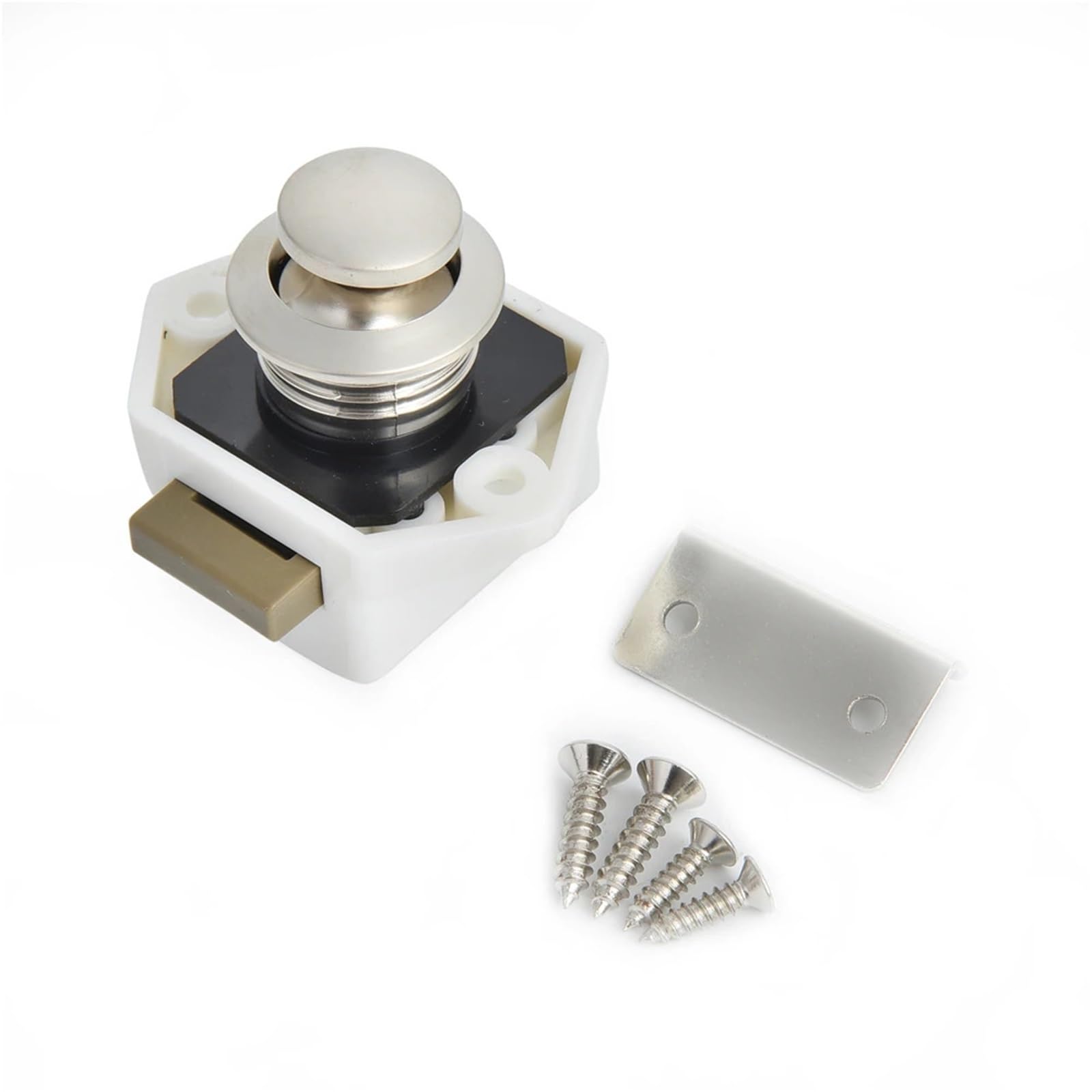 Jwvialel Small White Push Lock Home Cabinet Drawer Latch Button Locks Furniture Hardware 10Pcs(Small White)