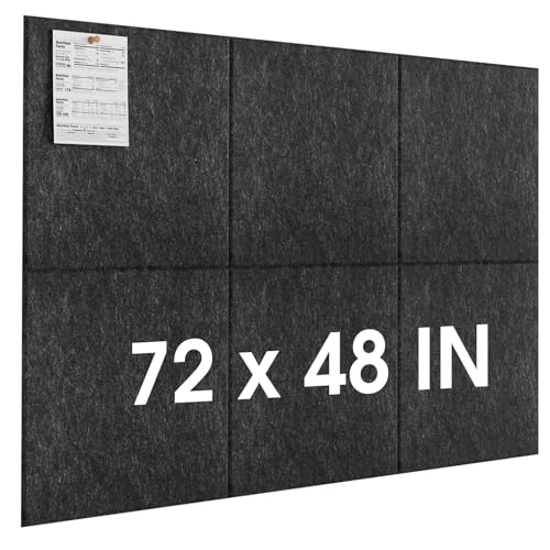Image of MaxGear Extra Large Bulletin Board 72 inch x 48 inch, Dark Gray Felt Wall Tiles