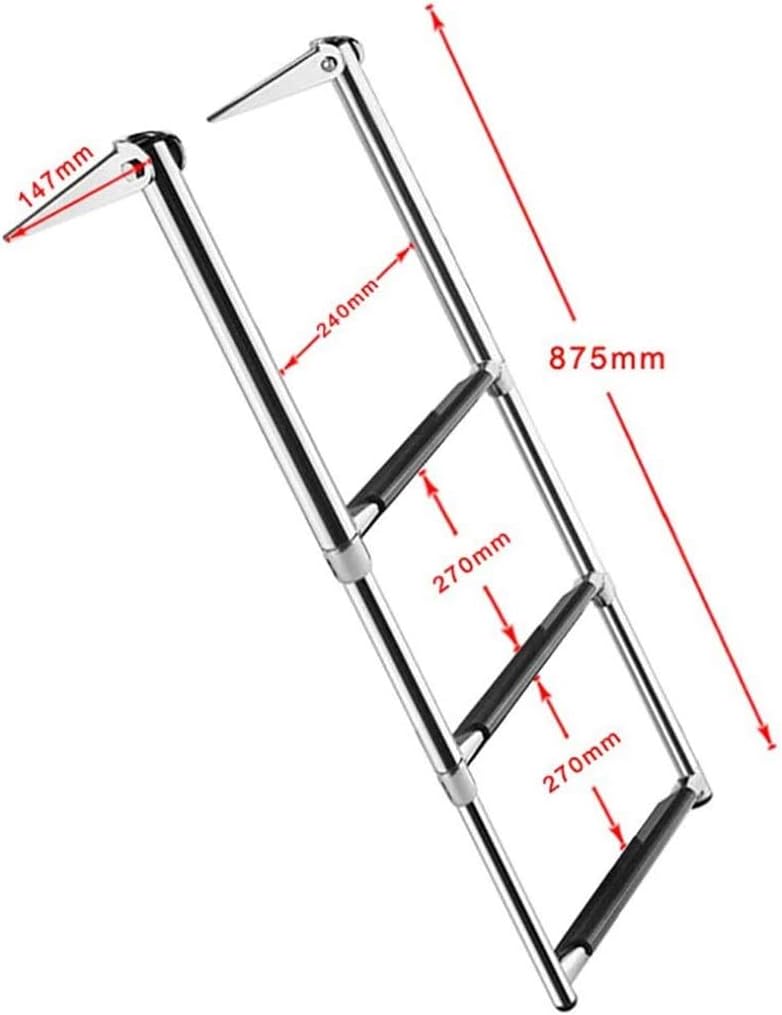 Laddersladder, Multi-Purpose Stainless Steelcopiboat Drop Ladder, Stretchable Deck Ladder, Foldiocean Yacht Pool Escalato/Lo 87.5Cm